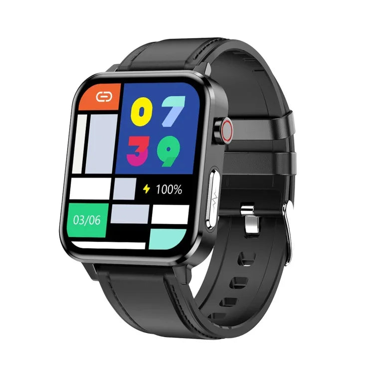 นาฬิกาอัจฉริยะหน้าจอสี TFT 1.7 นิ้ว รุ่น E86 กันน้ำมาตรฐาน IP68 รองรับการตรวจวัดออกซิเจนในเลือด / ตรวจวัดอุณหภูมิร่างกาย / วินิจฉัยทางการแพทย์ด้วย AI สายหนัง, สายหนัง(สีดำ), สายหนัง(สีน้ำตาล)