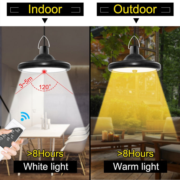 ไฟโซลาร์เซลล์อัจฉริยะ 2 in 1 112LED สำหรับในร่มและกลางแจ้ง สวน โรงรถ โคมไฟ LED แสงขาว 2 in 1 แสงวอร์ม 2 in 1