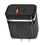 RSY ที่ชาร์จเดินทางชาร์จเร็วพอร์ตคู่ USB + USB-C / Type-C, ปลั๊ก US, ปลั๊ก EU