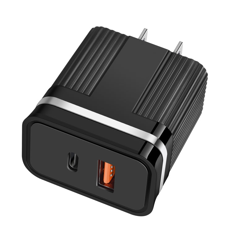 RSY ที่ชาร์จเดินทางชาร์จเร็วพอร์ตคู่ USB + USB-C / Type-C, ปลั๊ก US, ปลั๊ก EU