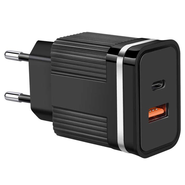 RSY ที่ชาร์จเดินทางชาร์จเร็วพอร์ตคู่ USB + USB-C / Type-C, ปลั๊ก US, ปลั๊ก EU