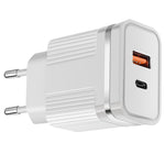 RSY ที่ชาร์จเดินทางชาร์จเร็วพอร์ตคู่ USB + USB-C / Type-C, ปลั๊ก US, ปลั๊ก EU