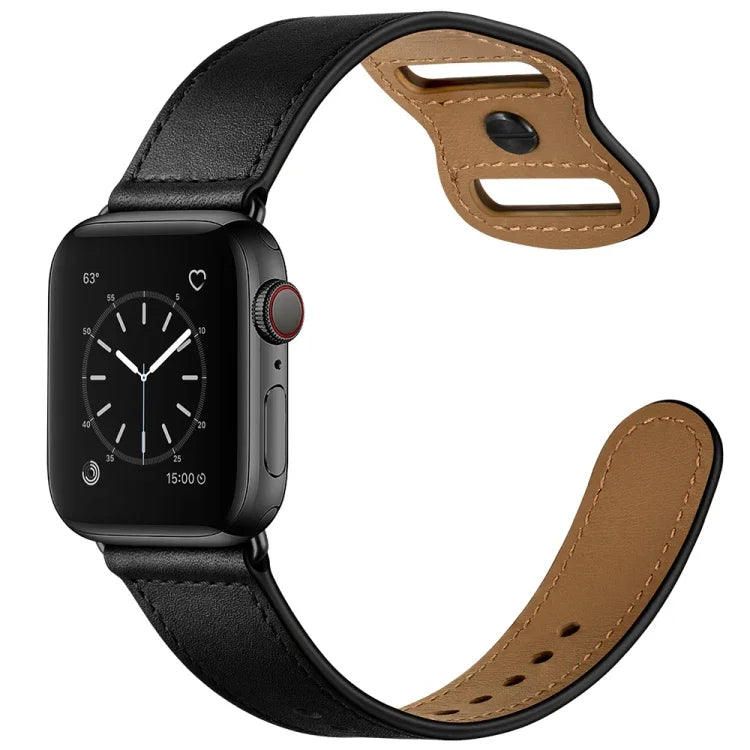 สายหนังรูคู่ สำหรับ Apple Watch Series 6 & SE &, 5 & 4 ขนาด 44 มม. / 3 & 2 & 1 ขนาด 42 มม., 5 & 4 ขนาด 40 มม. / 3 & 2 & 1 ขนาด 38 มม.