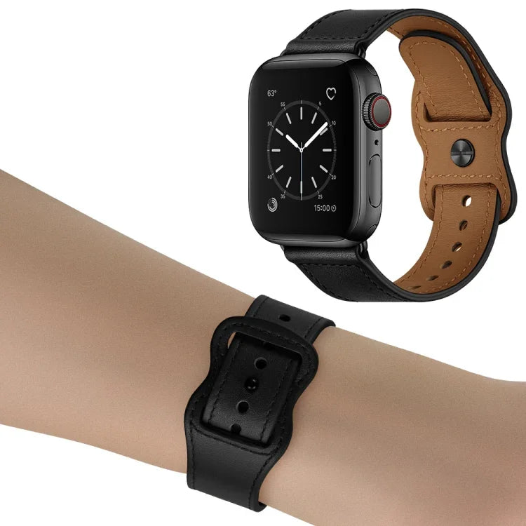 สายหนังรูคู่ สำหรับ Apple Watch Series 6 & SE &, 5 & 4 ขนาด 44 มม. / 3 & 2 & 1 ขนาด 42 มม., 5 & 4 ขนาด 40 มม. / 3 & 2 & 1 ขนาด 38 มม.