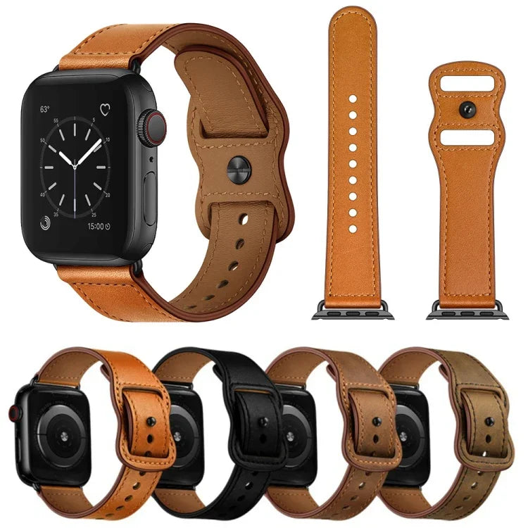 สายหนังรูคู่ สำหรับ Apple Watch Series 6 & SE &, 5 & 4 ขนาด 44 มม. / 3 & 2 & 1 ขนาด 42 มม., 5 & 4 ขนาด 40 มม. / 3 & 2 & 1 ขนาด 38 มม.