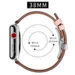 สายรัดนาฬิกาหนังแท้พร้อมหัวเข็มขัดเงินแบบผีเสื้อเปลี่ยนได้ สำหรับ Apple Watch Series 6 & SE & 5 & 4 ขนาด 40 มม. / 3 & 2 & 1 ขนาด 38 มม., หัวเข็มขัดเงินสำหรับ Apple Watch Series 7 ขนาด 41 มม. / 6 & SE & 5 & 4 ขนาด 40 มม. / 3 & 2 & 1 ขนาด 38 มม.