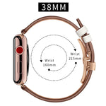 สายรัดนาฬิกาหนังแท้ + หัวเข็มขัดผีเสื้อสีโรสโกลด์ สำหรับ Apple Watch Series 6 & SE & 5 & 4 ขนาด 40 มม. / 3 & 2 & 1 ขนาด 38 มม., หัวเข็มขัดสีโรสโกลด์สำหรับ Apple Watch Series 7 ขนาด 41 มม. / 6 & SE & 5 & 4 ขนาด 40 มม. / 3 & 2 & 1 ขนาด 38 มม.