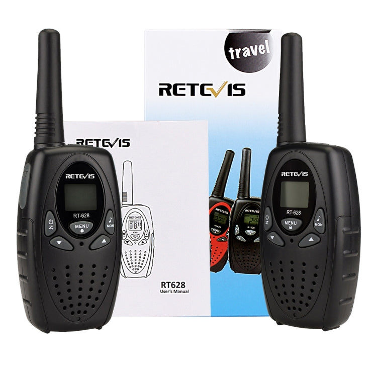 ชุดคู่ RETEVIS RT628 วิทยุสื่อสารเด็กแบบมือถือ กำลัง 0.5W ความถี่ US 462.550-467.7125MHz 22 ช่อง, RT628 (สีดำ), RT628 (สีขาว), RT628 (สีแดง)