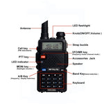 RETEVIS RT-5R วิทยุสื่อสารมือถือ USB สองช่วงความถี่ 400-520MHz + 136-174MHz 128 ช่อง, USB, ปลั๊ก EU, ปลั๊ก UK