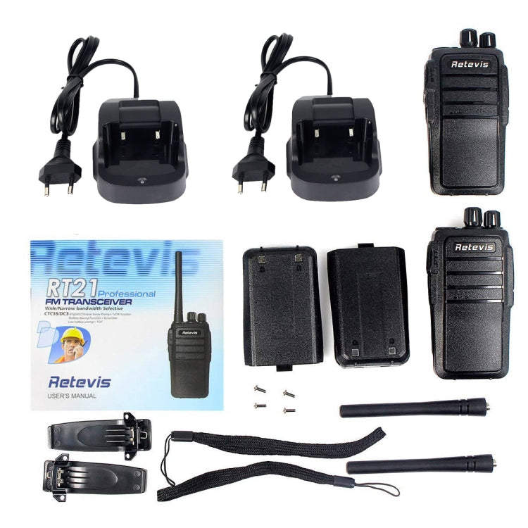 1 คู่ RETEVIS RT21 2.5W ความถี่สหรัฐ 400-480MHz 16CH วิทยุสื่อสารแบบมือถือ, ปลั๊กสหรัฐ, RT21 ปลั๊กสหรัฐ