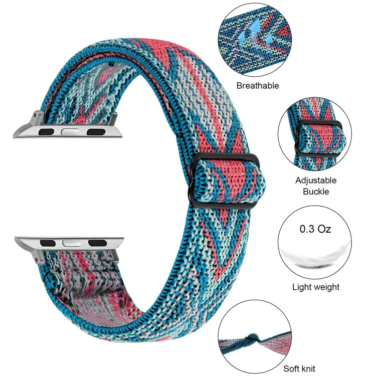 Elastic Watch Strap, For Apple Watch Series 7 45mm / 6 & SE & 5 & 4 44mm / 3 & 2 & 1 42mm, For Apple Watch Series 7 41mm / 6 & SE & 5 & 4 40mm / 3 & 2 & 1 38mm, For Apple Watch Apple Watch Series 7 45mm / 6 & SE & 5 & 4 44mm / 3 & 2 & 1 42mm           ...
