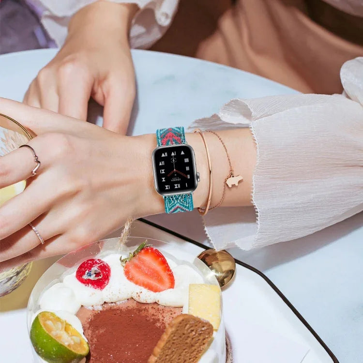 Elastic Watch Strap, For Apple Watch Series 7 45mm / 6 & SE & 5 & 4 44mm / 3 & 2 & 1 42mm, For Apple Watch Series 7 41mm / 6 & SE & 5 & 4 40mm / 3 & 2 & 1 38mm, For Apple Watch Apple Watch Series 7 45mm / 6 & SE & 5 & 4 44mm / 3 & 2 & 1 42mm           ...