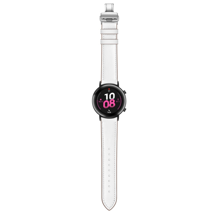 22mm Universal Butterfly Buckle Leather Replacement Strap Watchband, Black Buckle, Rose Gold Buckle, Silver Buckle