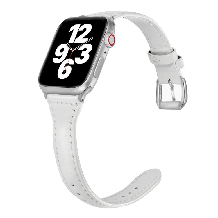 สายรัดนาฬิกาหนังแบบบางรูปตัวทีอเนกประสงค์ สำหรับ Apple Watch Series 7 ขนาด 45 มม. / 6 & SE & 5 & 4 ขนาด 44 มม. / 3 & 2 & 1 ขนาด 42 มม., สำหรับ Apple Watch Series 7 ขนาด 41 มม. / 6 & SE & 5 & 4 ขนาด 40 มม. / 3 & 2 & 1 ขนาด 38 มม.