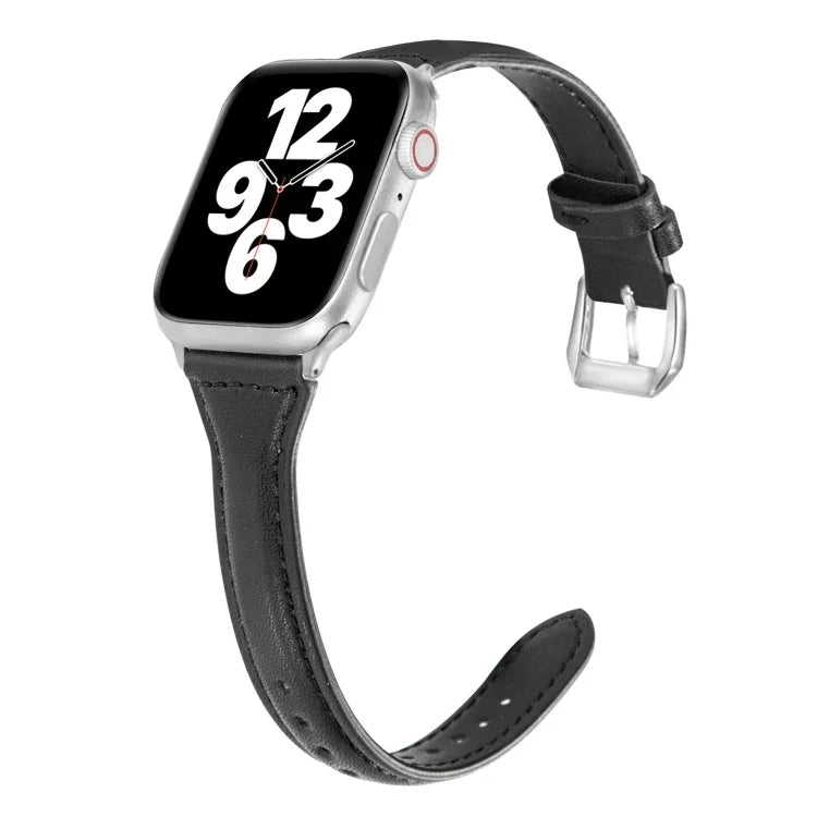สายรัดนาฬิกาหนังแบบบางรูปตัวทีอเนกประสงค์ สำหรับ Apple Watch Series 7 ขนาด 45 มม. / 6 & SE & 5 & 4 ขนาด 44 มม. / 3 & 2 & 1 ขนาด 42 มม., สำหรับ Apple Watch Series 7 ขนาด 41 มม. / 6 & SE & 5 & 4 ขนาด 40 มม. / 3 & 2 & 1 ขนาด 38 มม.