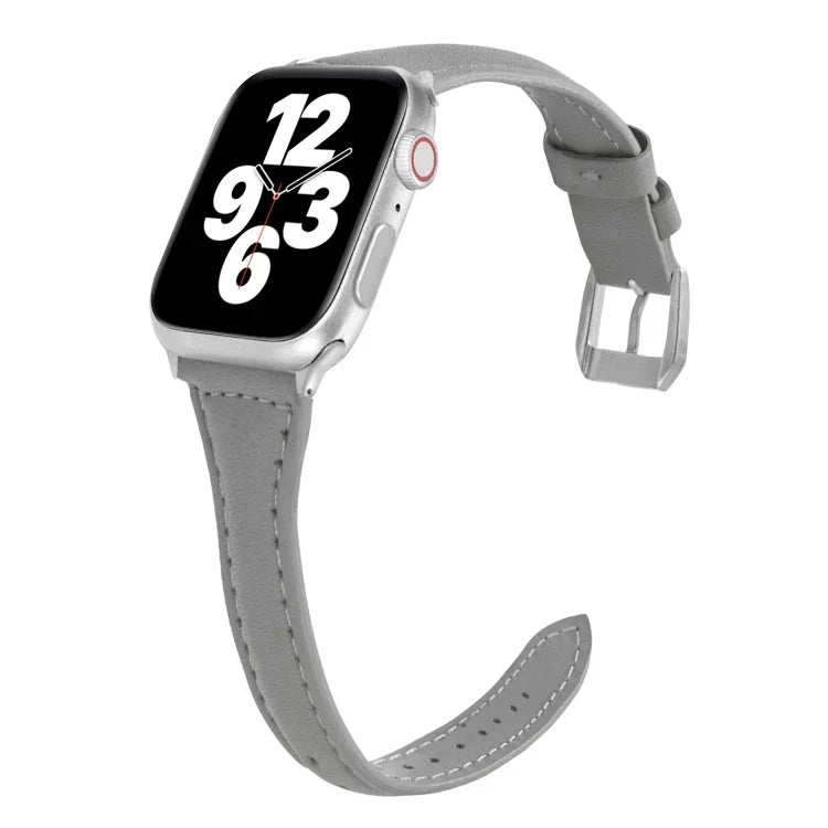 สายรัดนาฬิกาหนังแบบบางรูปตัวทีอเนกประสงค์ สำหรับ Apple Watch Series 7 ขนาด 45 มม. / 6 & SE & 5 & 4 ขนาด 44 มม. / 3 & 2 & 1 ขนาด 42 มม., สำหรับ Apple Watch Series 7 ขนาด 41 มม. / 6 & SE & 5 & 4 ขนาด 40 มม. / 3 & 2 & 1 ขนาด 38 มม.