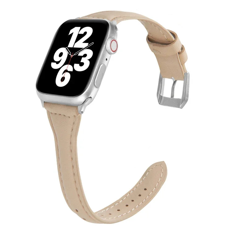 สายรัดนาฬิกาหนังแบบบางรูปตัวทีอเนกประสงค์ สำหรับ Apple Watch Series 7 ขนาด 45 มม. / 6 & SE & 5 & 4 ขนาด 44 มม. / 3 & 2 & 1 ขนาด 42 มม., สำหรับ Apple Watch Series 7 ขนาด 41 มม. / 6 & SE & 5 & 4 ขนาด 40 มม. / 3 & 2 & 1 ขนาด 38 มม.
