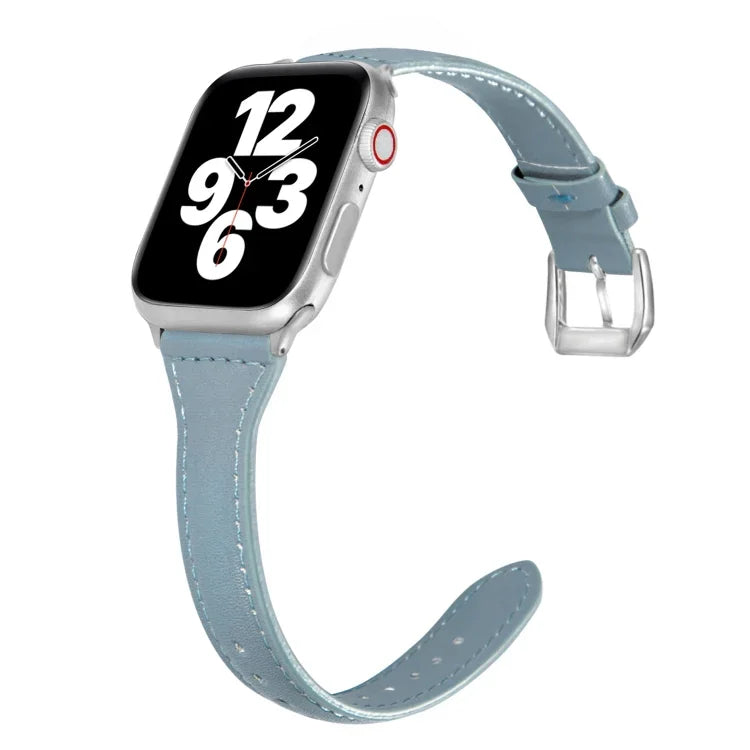 สายรัดนาฬิกาหนังแบบบางรูปตัวทีอเนกประสงค์ สำหรับ Apple Watch Series 7 ขนาด 45 มม. / 6 & SE & 5 & 4 ขนาด 44 มม. / 3 & 2 & 1 ขนาด 42 มม., สำหรับ Apple Watch Series 7 ขนาด 41 มม. / 6 & SE & 5 & 4 ขนาด 40 มม. / 3 & 2 & 1 ขนาด 38 มม.