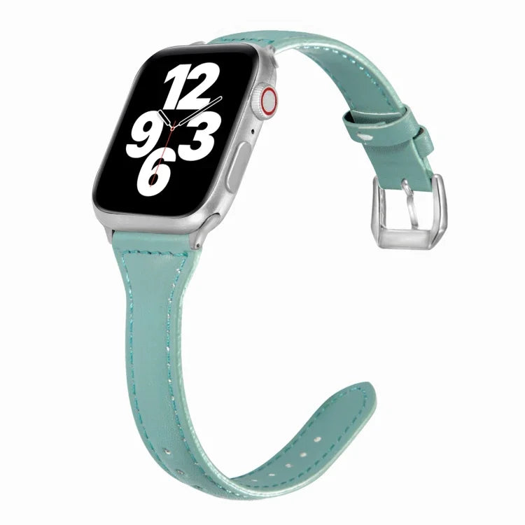 สายรัดนาฬิกาหนังแบบบางรูปตัวทีอเนกประสงค์ สำหรับ Apple Watch Series 7 ขนาด 45 มม. / 6 & SE & 5 & 4 ขนาด 44 มม. / 3 & 2 & 1 ขนาด 42 มม., สำหรับ Apple Watch Series 7 ขนาด 41 มม. / 6 & SE & 5 & 4 ขนาด 40 มม. / 3 & 2 & 1 ขนาด 38 มม.