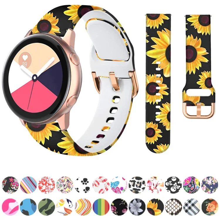 สายรัดนาฬิกาซิลิโคนสำหรับพิมพ์ทดแทน สำหรับ Samsung Galaxy Watch 42 มม. สำหรับ Samsung Galaxy Watch 46 มม.