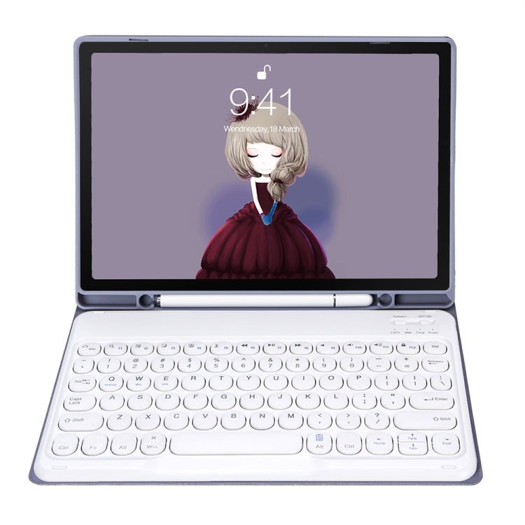 YT11B เคสหนังคีย์บอร์ดบลูทูธถอดได้ลายผิวหนังสีลูกกวาด สำหรับ iPad Air 4 2020 / Air 5 2022 / Pro 11 นิ้ว 2022 / 2021 / 2020 / 2018 (สีขาวน้ำแข็ง), สำหรับ iPad Air 11 2024 / 2025 / Air 2020 10.9