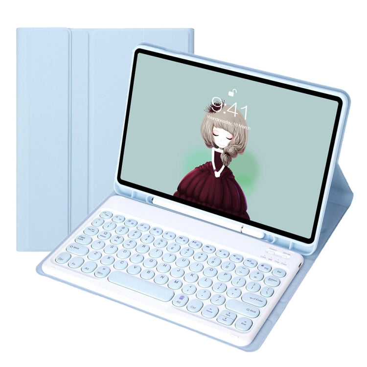 YT11B เคสหนังคีย์บอร์ดบลูทูธถอดได้ลายผิวหนังสีลูกกวาด สำหรับ iPad Air 4 2020 / Air 5 2022 / Pro 11 นิ้ว 2022 / 2021 / 2020 / 2018 (สีขาวน้ำแข็ง), สำหรับ iPad Air 11 2024 / 2025 / Air 2020 10.9