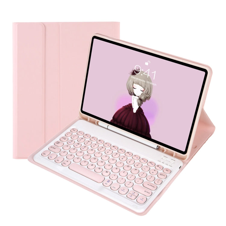 YT11B เคสหนังคีย์บอร์ดบลูทูธถอดได้ลายผิวหนังสีลูกกวาด สำหรับ iPad Air 4 2020 / Air 5 2022 / Pro 11 นิ้ว 2022 / 2021 / 2020 / 2018 (สีขาวน้ำแข็ง), สำหรับ iPad Air 11 2024 / 2025 / Air 2020 10.9