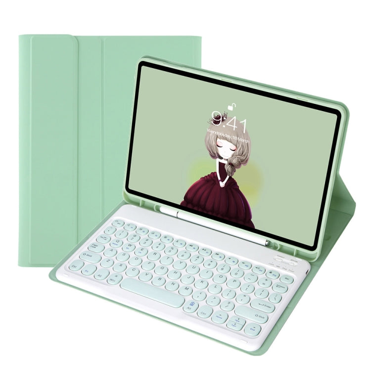 YT11B เคสหนังคีย์บอร์ดบลูทูธถอดได้ลายผิวหนังสีลูกกวาด สำหรับ iPad Air 4 2020 / Air 5 2022 / Pro 11 นิ้ว 2022 / 2021 / 2020 / 2018 (สีขาวน้ำแข็ง), สำหรับ iPad Air 11 2024 / 2025 / Air 2020 10.9
