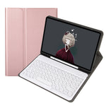 เคสหนังสำหรับคีย์บอร์ดบลูทูธปุ่มกลมลายหนังแกะถอดได้ พร้อมช่องใส่ปากกาและขาตั้ง สำหรับ iPad Air 5 / 4 ขนาด 10.9 นิ้ว 2020 / Pro 11 นิ้ว 2020 / 2018, สำหรับ iPad 10.2 (2020) & (2019) / Air 3 ขนาด 10.5 นิ้ว / Pro 10.5 นิ้ว