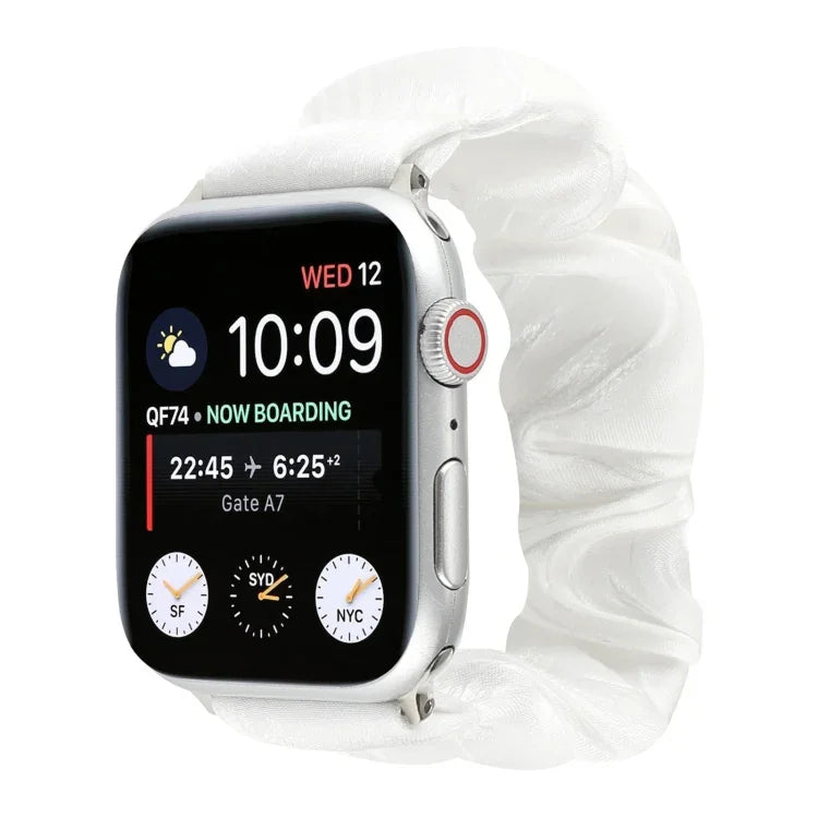 สายรัดนาฬิกาผ้าลายวงแหวนผมลายเปลือก สำหรับ Apple Watch Ultra ขนาด 49 มม. / Series 8&7 ขนาด 45 มม. / SE 2&6&SE&5&4 ขนาด 44 มม. / 3&2&1 ขนาด 42 มม., สำหรับ Apple Watch Series 8&7 ขนาด 41 มม. / SE 2&6&SE&5&4 ขนาด 40 มม. / 3&2&1 ขนาด 38 มม.