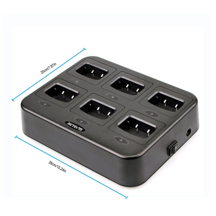 แท่นชาร์จวิทยุสื่อสาร RETEVIS RTC777 หกช่อง สำหรับ Retevis H777, ปลั๊ก RTC777 AU, ปลั๊ก RTC777 US, ปลั๊ก RTC777 EU, ปลั๊ก RTC777 UK
