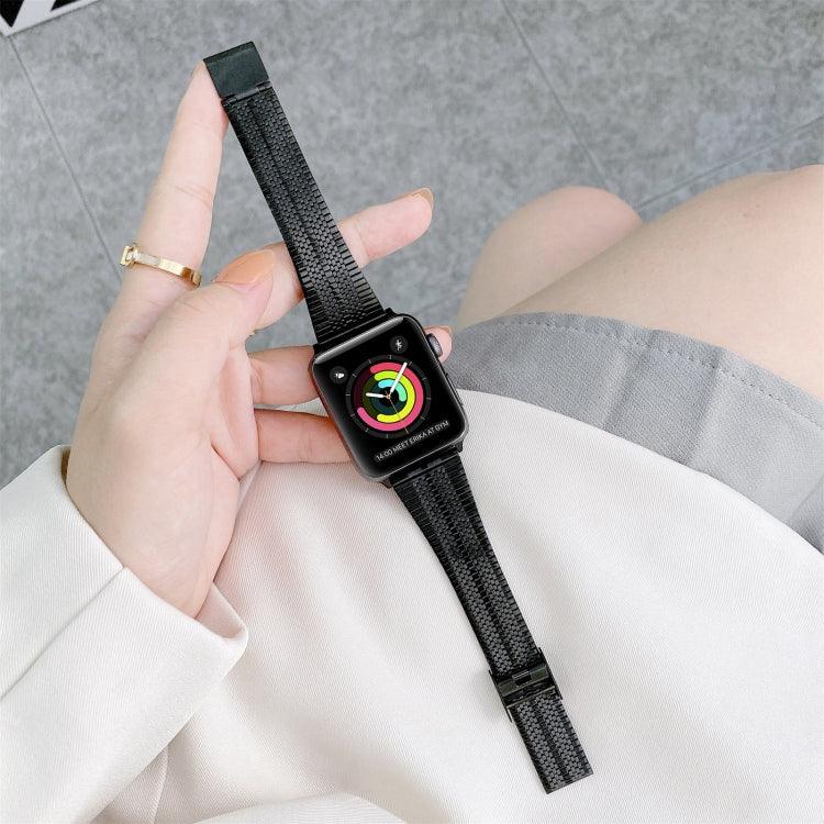 สายรัดนาฬิกาเหล็กลายเส้นคู่ สำหรับ Apple Watch Series 7 41 มม. / & 6 & SE & 5 & 4 40 มม. / สำหรับ Apple Watch Series 7 45 มม. / & 6 & SE & 5 & 4 44 มม.
