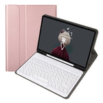 เคสหนังสำหรับคีย์บอร์ดบลูทูธปุ่มกลมลายหนังแกะถอดได้ รุ่น YA11B 2021 พร้อมช่องใส่ปากกาและขาตั้ง สำหรับ iPad Pro 11 2021 / Air4 / Air5 / Pro 11