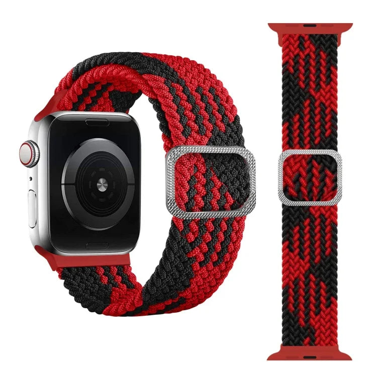 สายรัดนาฬิกายืดถักแบบหัวเข็มขัด สำหรับ Apple Watch Series 9&8&7 41 มม. / SE 3&SE 2&6&SE&5&4 40 มม. / 3&2&1 38 มม. (สีรุ้ง) / สำหรับ Apple Watch Series 7 45 มม. / 6 & SE & 5 & 4 44 มม. / 3 & 2 & 1 42 มม.