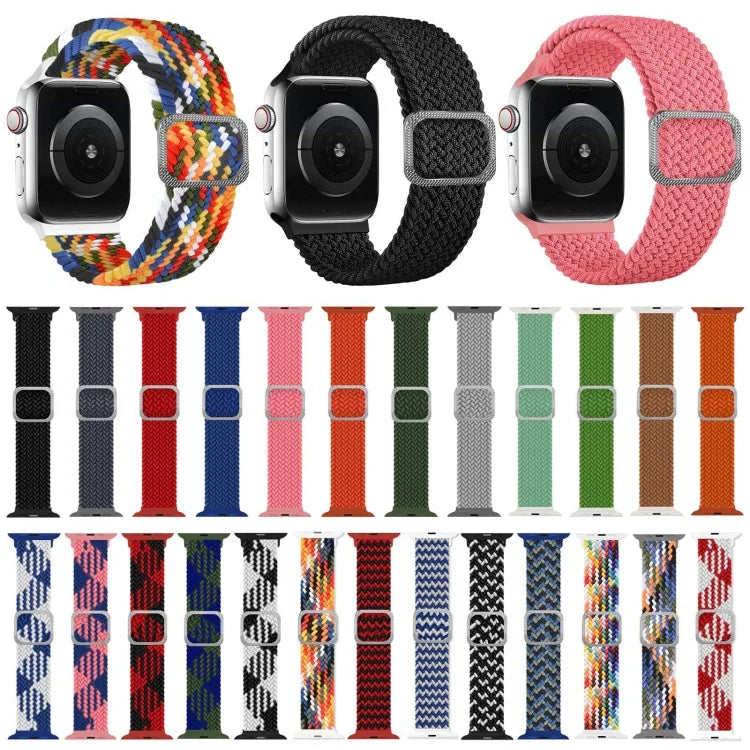 สายรัดนาฬิกายืดถักแบบหัวเข็มขัด สำหรับ Apple Watch Series 9&8&7 41 มม. / SE 3&SE 2&6&SE&5&4 40 มม. / 3&2&1 38 มม. (สีรุ้ง) / สำหรับ Apple Watch Series 7 45 มม. / 6 & SE & 5 & 4 44 มม. / 3 & 2 & 1 42 มม.
