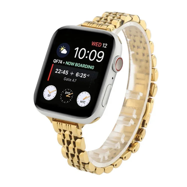สายรัดนาฬิกาเหล็กสแตนเลสลูกปัดเจ็ดเม็ดขนาดเล็ก สำหรับ Apple Watch Series 6 & SE & / สำหรับ Apple Watch Series 7 45 มม. / 6 & SE & 5 & 4 44 มม. / 3 & 2 & 1 42 มม. / สำหรับ Apple Watch Series 8&7 41 มม. / SE 2&6&SE&5&4 40 มม. / 3&2&1 38 มม.