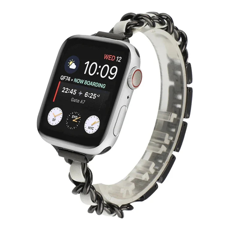 สายรัดนาฬิกาสแตนเลสสตีลเม็ดเจ็ดสำหรับข้อมือเล็ก สำหรับ Apple Watch Series 6 & SE & สำหรับ Apple Watch Ultra 49 มม. / Series 8&7 45 มม. / SE 2&6&SE&5&4 44 มม. / 3&2&1 42 มม. สำหรับ Apple Watch Series 8&7 41 มม. / SE 2&6&SE&5&4 40 มม. / 3&2&1 38 มม.
