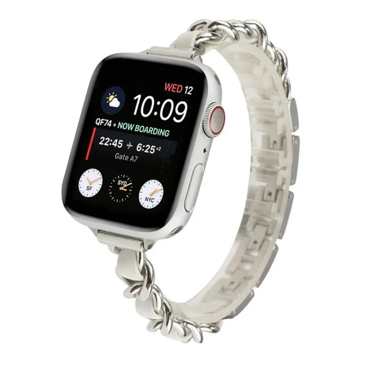 สายรัดนาฬิกาสแตนเลสสตีลเม็ดเจ็ดสำหรับข้อมือเล็ก สำหรับ Apple Watch Series 6 & SE & สำหรับ Apple Watch Ultra 49 มม. / Series 8&7 45 มม. / SE 2&6&SE&5&4 44 มม. / 3&2&1 42 มม. สำหรับ Apple Watch Series 8&7 41 มม. / SE 2&6&SE&5&4 40 มม. / 3&2&1 38 มม.