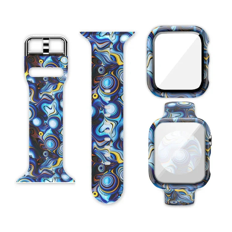 Silicone Printing Integrated Replacement Watch Case Watchband, For Apple Watch Series 3 & 2 & 1 38mm