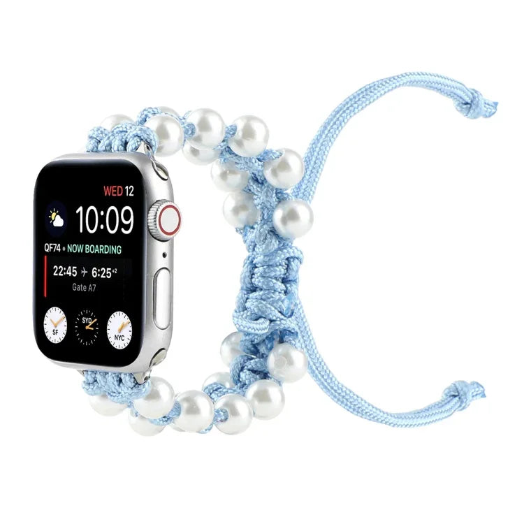 สายรัดนาฬิกาไนลอนลูกปัดเชือกกันฝนสำหรับ Apple Watch Series 6 & SE &, Apple Watch Ultra 49 มม. / Series 8&7 45 มม. / SE 2&6&SE&5&4 44 มม. / 3&2&1 42 มม., Apple Watch Series 8&7 41 มม. / SE 2&6&SE&5&4 40 มม. / 3&2&1 38 มม.
