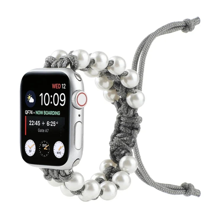 สายรัดนาฬิกาไนลอนลูกปัดเชือกกันฝนสำหรับ Apple Watch Series 6 & SE &, Apple Watch Ultra 49 มม. / Series 8&7 45 มม. / SE 2&6&SE&5&4 44 มม. / 3&2&1 42 มม., Apple Watch Series 8&7 41 มม. / SE 2&6&SE&5&4 40 มม. / 3&2&1 38 มม.
