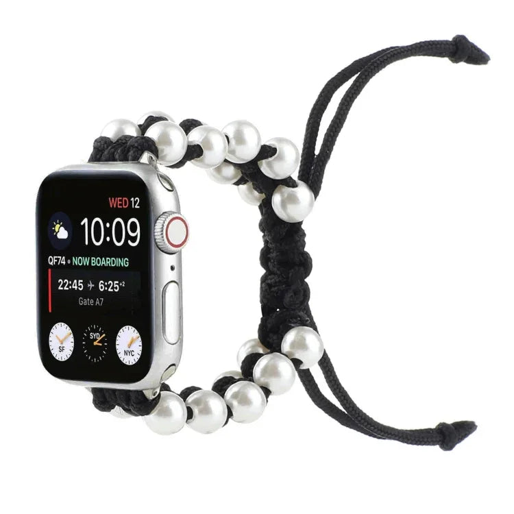 สายรัดนาฬิกาไนลอนลูกปัดเชือกกันฝนสำหรับ Apple Watch Series 6 & SE &, Apple Watch Ultra 49 มม. / Series 8&7 45 มม. / SE 2&6&SE&5&4 44 มม. / 3&2&1 42 มม., Apple Watch Series 8&7 41 มม. / SE 2&6&SE&5&4 40 มม. / 3&2&1 38 มม.