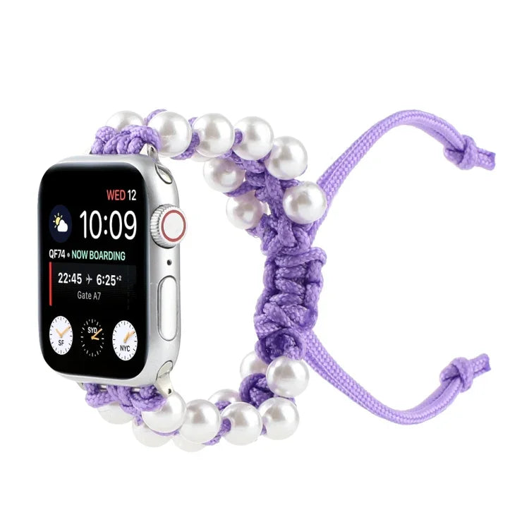 สายรัดนาฬิกาไนลอนลูกปัดเชือกกันฝนสำหรับ Apple Watch Series 6 & SE &, Apple Watch Ultra 49 มม. / Series 8&7 45 มม. / SE 2&6&SE&5&4 44 มม. / 3&2&1 42 มม., Apple Watch Series 8&7 41 มม. / SE 2&6&SE&5&4 40 มม. / 3&2&1 38 มม.