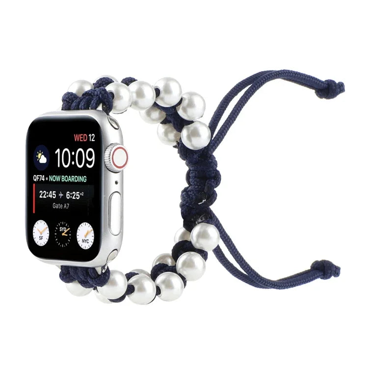 สายรัดนาฬิกาไนลอนลูกปัดเชือกกันฝนสำหรับ Apple Watch Series 6 & SE &, Apple Watch Ultra 49 มม. / Series 8&7 45 มม. / SE 2&6&SE&5&4 44 มม. / 3&2&1 42 มม., Apple Watch Series 8&7 41 มม. / SE 2&6&SE&5&4 40 มม. / 3&2&1 38 มม.