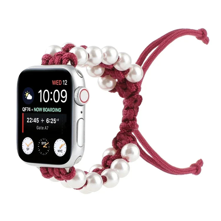 สายรัดนาฬิกาไนลอนลูกปัดเชือกกันฝนสำหรับ Apple Watch Series 6 & SE &, Apple Watch Ultra 49 มม. / Series 8&7 45 มม. / SE 2&6&SE&5&4 44 มม. / 3&2&1 42 มม., Apple Watch Series 8&7 41 มม. / SE 2&6&SE&5&4 40 มม. / 3&2&1 38 มม.