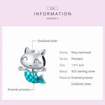 ลูกปัดแมวเงือกเงินสเตอร์ลิง S925 อุปกรณ์ทำสร้อยข้อมือสร้อยคอ DIY ลายแมวเงือก
