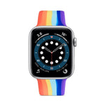 สายรัดนาฬิกาซิลิโคนสีรุ้งสำหรับ Apple Watch Series, 7 45 มม. / 6 & SE & 5 & 4 44 มม. / 3 & 2 & 1 42 มม., 7 41 มม. / 6 & SE & 5 & 4 40 มม. / 3 & 2 & 1 38 มม.
