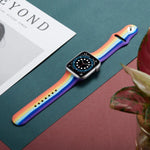 สายรัดนาฬิกาซิลิโคนสีรุ้งสำหรับ Apple Watch Series, 7 45 มม. / 6 & SE & 5 & 4 44 มม. / 3 & 2 & 1 42 มม., 7 41 มม. / 6 & SE & 5 & 4 40 มม. / 3 & 2 & 1 38 มม.