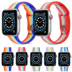 สายรัดนาฬิกาซิลิโคนสีรุ้งสำหรับ Apple Watch Series, 7 45 มม. / 6 & SE & 5 & 4 44 มม. / 3 & 2 & 1 42 มม., 7 41 มม. / 6 & SE & 5 & 4 40 มม. / 3 & 2 & 1 38 มม.