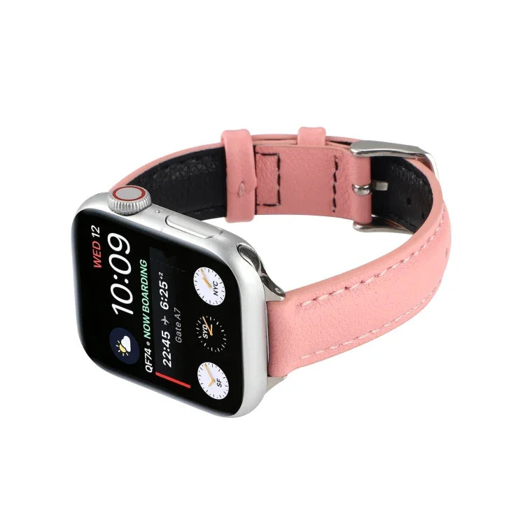สายรัดนาฬิกาหนังแท้บาง 14 มม. สำหรับ Apple Watch Series, 7 45 มม. / 6 & SE & 5 & 4 44 มม. / 3 & 2 & 1 42 มม., 7 41 มม. / 6 & SE & 5 & 4 40 มม. / 3 & 2 & 1 38 มม.